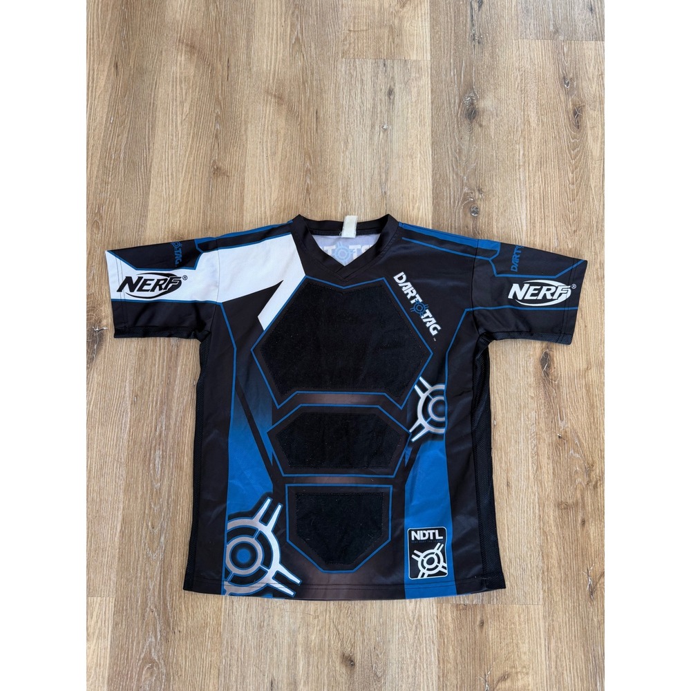 Nerf Dart Tag NDTL‎ Target Jersey Boys Large Blue Black Tactical Graphic Shirt
